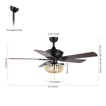 Erin 52" Rustic Farmhouse Iron/Wood Bead Mobile-App/Remote-Controlled LED Ceiling Fan - JONATHAN Y